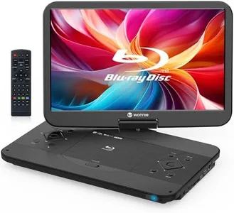 WONNIE 17.6" Portable Blu Ray Player with 15.4" 1080P Full HD Large Swivel Screen, Blu-ray DVD Player with HDMI Out & AV in, Built-in Rechargeable Battery, Support MP4, MKV Video & USB/SD Card