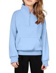 Arshiner Girls Half Zip Sweatshirt Fleece Quarter Zip Pullover Sweatshirts Fall Clothes for Teen Girl Girls Sweatshirts Size 8-10 Royal Blue Sweatshirt