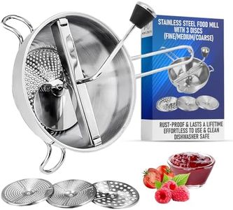 304 Stainless Steel Food Mill – Heavy‑Duty Hand Crank with 3 Discs (Fine/Medium/Coarse) – Ideal for Applesauce, Tomato Sauce, Mashed Potatoes & Baby Food – Fits Most Pots, Dishwasher Safe.