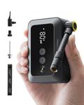 HOTO Electric Bike Pump, 150PSI Fast Inflate with Pressure Gauge, Mini Portable Bicycle Tire Inflator with Schrader & Presta Valve, for E-Bike, Road, Mountain, City and Fat Bikes, Motorcycle, BMX