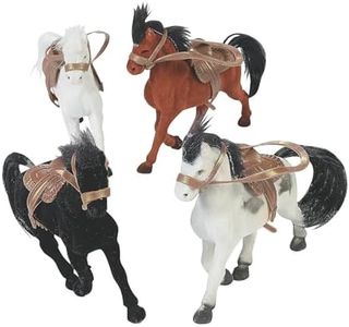 Fun Express Flocked Toy Horse Figures with Saddles - Set of 12 - Kids Toys