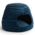 Hollypet Cat Bed Small Dog Bed, 2-in-1 Foldable Pet Bed, Warm Velvet Cat Bed Soft Pet Nest, Blue-green L