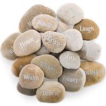 Jucoan 20 Pack Engraved Inspirational Stones with Different Words Encouragement Rocks Faith Stones Motivational Gift Stones for Friends, DIY Rocks for Craft, 2-3 Inch
