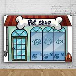 7x5ft Cartoon Pet Shop Backdrop Pet Shop Storefront Backdrops for Girl Boy 1st Birthday Party Photography Background School Play Background Pets Photo Booth Props