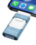 256GB Flash Drive for iPhone Photo Stick, Thumb Drive USB Stick High Speed Transfer USB Drives External Picture Video Storage Memory Expansion for iPhone/iPad/PC (Blue)