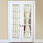 VOGOL French Door Curtains, Green Vines Embroidered Privacy Doorway Curtains, 1 Piece 25 x 72 Inches Window Treatment for Sidelight Glass Window, Rod Pocket