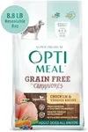 OPtimeal Grain-Free Dog Food - Proudly Ukrainian - Balanced Dog Food Dry Recipe with Immunity Support, Non-Grain Dry Dog Food for All Dog Breeds (8.8 lbs, Chicken & Veggies)