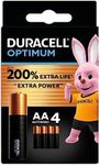 Duracell Optimum AA Batteries (4 Pack) - Alkaline Batteries 1.5V - Up To 200% Extra Life or Extra Power - Meets Demands Of Modern Devices - 100% Recyclable, 0% Plastic Packaging - LR6 MX1500