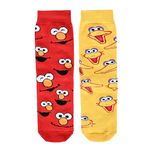 THELA GAADI Sesame Street Elmo & Cookie Faces Socks - 100% Combed Cotton Printed Funky Socks for Men & Women | Mid Crew Length, Unisex, Free Size | Odour Free, Breathable | Pack of 2