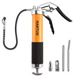 HANTUO Grease Gun, 8000 PSI Heavy Duty Pistol Grip Grease Gun Kit with 14 oz Load, 18 Inch Spring Flex Hose, 2 Grease Couplers, 2 Extension Rigid Pipes and 1 Sharp Type Nozzle, Suit for Zerk Fittings