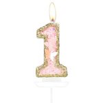 Happy 1st Birthday Butterfly Number 1 Candles, Pink Gold Candles Cake Cupcake Topper for Cake, Girls 1st Birthday Cake Decorations, Butterfly 1st Birthday Candle Cake Topper for Butterfly Theme Party