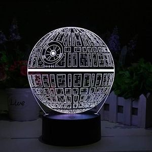 Lámpara de Mesita de Noche Death Star | Lámpara de La Guerra de Las Galaxias | Lámpara 3D con Luces Led Cambiantes | Regalos Originales para Niños, Día del Padre, Cumpleaños.