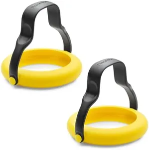 Dreamfarm Flegg 3-In-1 Flexible Silicone Egg Rings, Flippers, & Servers Safe on Non-Stick - Pack of 2, Yellow/Black