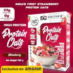 DC DOCTORS CHOICE Strawberry High Protein Oats (24g Protein), Jaggery Sweetened, No Additives, 0g Refined Sugar, High-fiber cereal with raisins | Doctor Choice Oats (750g, Strawberry)