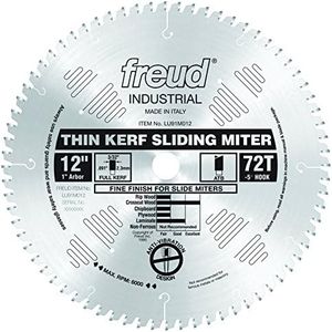 Freud LU91M012 12-Inch 72 Tooth ATB Thin Kerf Sliding Miter Saw Blade with 1-Inch Arbor