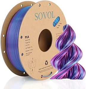 Sovol Silk PLA Filament 1.75mm, Dual Color Rose Blue 2 in 1 Coextrusion Material Dimensional Accuracy +/-0.03mm, 1kg/2.2lbs