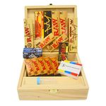 Raw Rizla Wooden Large Rolling Box, Wooden Storage Box with Built-in Roll Tray, Rolling Accessory, Handcrafted Compact Table Organizer, Rolling Accessories Storage Compartments