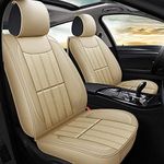 AOOG Leather Car Seat Covers, Leatherette Automotive Vehicle Cover for Cars SUV Pick-up Truck, Universal Non-Slip Vehicle Cover Waterproof Interior Accessories, Full Set.