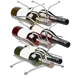 BELLE VOUS Stainless Steel Metal Wine Bottle Countertop Rack - Holds 6 Bottles - 3 Tier Free Standing Table Top Holder Shrine for Storage and Display - For Kitchen, Pantry, Cellar and Shelf