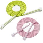 2 Pack Skipping Ropes Adjustable Speed Jump Rope Cross-fit Tangle Free Jumping Rope for Women Men Children Weight Loss Training Fitness MMA (Pink+Green)