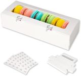 Garmeinea 30 Pack Macaron Boxes Packaging for 5 to 7 Macarons with 60 Pcs Stickers for Home DIY Baking Gift(White)