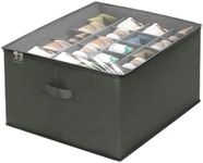 Aqash Shoe Storage Box for Closet - Fits 20 Pairs Shoe Storage Organiser Containers Clear Lid Foldable Shoe Storage Bins Space Saving Shoes Holder with Handles