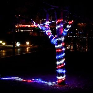 50ft 360 LED Waterproof Rope Lights, 110V Connectable Indoor Outdoor Led Rope Lights for Deck, Patio, Pool, Camping, Bedroom Decor, Landscape Lighting and More (RED+White+Blue)