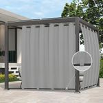 Easy-Going Outdoor Curtains Waterproof Windproof Weatherproof Curtain for Patio, Cabana, Porch, Pergola and Gazebo, Grommet Top and Tab Bottom Drape, 1 Panel, 110x96 inch, Light Grey