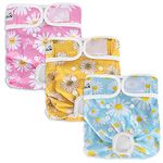 SlowTon Reusable Dog Nappies Female, 3 Pack No Leak Washable Dog Period Pants Super Absorbent Dog Heat Pants Comfortable Sanitary Dog Diapers Adjustable Buttons