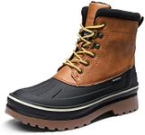 Bruno Marc Men's Insulated Waterproof Snow Boots Warm Fur Lined Outdoor Winter Boot Brown/Yellow,Size10.5,SBSB229M