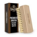 Care & Cool Premium 100% Soft Hog Brush -3.94"x1.38"- Ideal for Cleaning All Types of Leather, Suede and Nubuck, Shoes, Sneakers, Clothes, Bags, Including Furniture Also Ideal for Canvas and Cotton