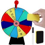 Yempum 12 Inch Prize Wheel, 10 Slots Spinning Wheel Spin Wheel for Prizes with Stand Eraser & Marker, Erasable Spinning Fortune Wheel Tabletop Roulette Wheel Spinner for Carnival,Spin Game Trade Show