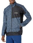 adidas Men's Terrex Trail Running Wind Jacket, Wonder Steel/Black, Large