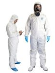 Pack of 5 - Disposable Work Overall with Hood, Chemical Protection Type 5/6, Waterproof Coverall Suit, Industrial Safety Workwear, Men Women (M)