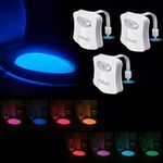 Toilet Night Light 3Pack by Ailun Motion Activated LED Light 8 Colors Changing Toilet Bowl Nightlight for Bathroom Battery Not Included Perfect Decorating Combination Along with Water Faucet Light