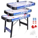 HLC 3 in 1 Air Hockey Table Foldable 4FT Powered Electronic Hockey Game Table with Shuffleboard,Bowling Indoor with All Accessories for Adults and Kids