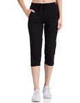 Van Heusen Women Athletic Lounge Capris - Cotton Spandex - Smart Tech+, Easy Stain Release, Moisture Wicking, Ultra Soft_55304_Black_M