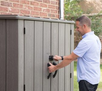 Lifetime Vertical Storage Shed, 53 Cu Ft – Brown Roof, 74x142x174 cm