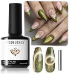 modelones Cat Eye Gel Nail Polish, 15 ML Glitter Green Gel Polish with Magnet Sparkle Galaxy Series Spring Nail Gel Polish Soak Off Led Reflective Nail Art Gel Manicure Salon DIY Gifts