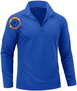Cavva Mens Fleece Pullover Soft Mens Quarter Zip Sweatshirt Stand Collar Athletic Workout Long Sleeve ColorBlue S