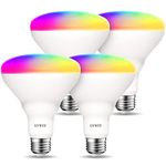 LVWIT Smart Light Bulbs Alexa, BR30 100W Equivalent, E26 Smart LED, Work with Google Assistant, Smart Life App, Tuya App, RGB Color Changing Bulb (13W), No Hub Required, 4-Pack