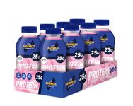 For Goodness Shakes Strawberry Drink, High Protein Fat-Free Ready-To-Drink, 25g Protein, Vitamin D & B-12, No Added Sugar, Low Calorie, 199 Kcal, Suitable For Breakfast, Pre & Post Workout, 8x435ml