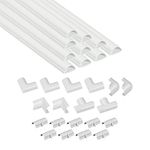 D-Line White Mini Trunking Kit, 4-Meter Self-Adhesive Wire Hider, Cable Management to Hide Wires on Wall, Cable Tidy Solution - 10x 40cm Lengths and Accessories - 30mm (W) x 15mm (H)