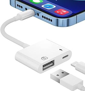 iPhone to USB Camera Adapter, USB OTG Adapter with Fast Charging Port Compatible with Card Reader/USB Flash Drive/Keyboard/Mouse Plug and Play for iPhone14 13 12 11 XS XR X 8 7 iPad