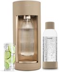 New Mysoda Glassy Design Sparkling Water Maker With 1L Glass & Plastic bottle - Silent Nordic Design Soda Maker Featuring A Sliding Door Opening - No Cylinder Included - Colour Latte