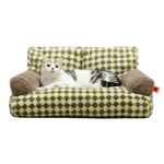 Pet Couch Bed, Washable Cat Beds for Medium Small Dogs & Cats up to 25 lbs, Dog Beds with Non-Slip Bottom, Fluffy Cat Couch, 26×19×13 Inch