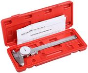 Accusize Industrial Tools 0-6''/0-150 mm by 0.001''/0.02 mm Inch/Metric Dual Needle Precision Dial Caliper Stainless Steel, P920-S236