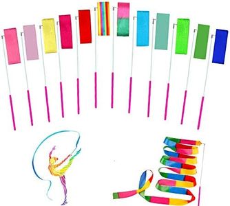 NICHNAOO 12pcs 4 Meters Gym Dance Ribbons Streamers Rhythmic Dance Ribbons Wands for Adult and Kids, Dancing Streamers, Rotating Baton and Artistic Dancing
