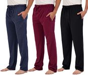 Real Essentials 3 Pack: Mens Big & Tall King Size Pajama Pants Cotton Soft Pajamas Men Flannel Bottoms Fleece Buffalo Plaid Pj Lounge Pants Sleepwear Pijamas Hombres Woven Button Fly - Set 1, 5X