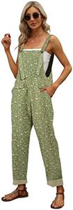 Gihuo Women's Fashion Baggy Loose Linen Overalls Jumpsuit Oversized Casual Sleeveless Rompers with Pockets (03Green-XXL)